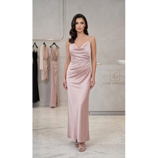 Φόρεμα σατέν ροζ  Jenifer